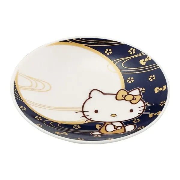야마카 상점 산리오 (SANRIO) 헬로 키티 콩 접시 작은 접시 직경 약 9 × 2cm 일식기 달 검정 HK183-333