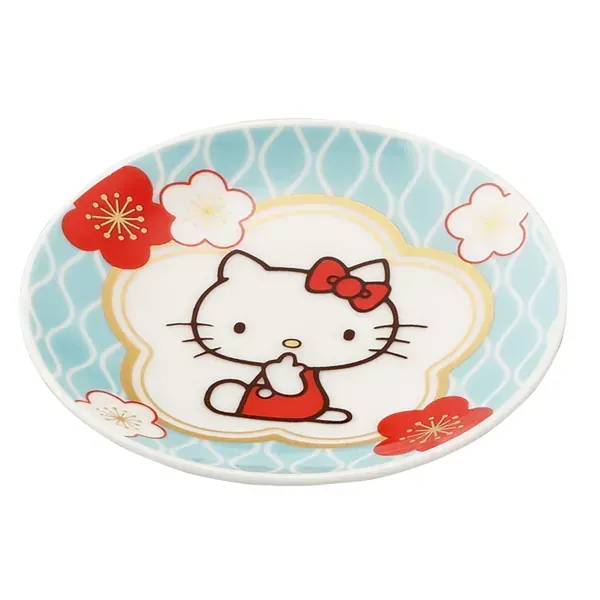 야마카 상점 산리오 (SANRIO) 헬로 키티 콩 접시 작은 접시 직경 약 9 × 2cm 일본 식기 매화 파랑 HK181-333
