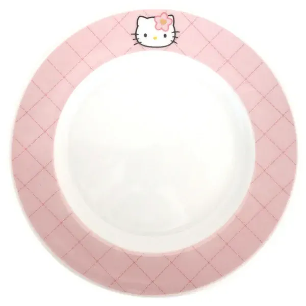 김정도기 산리오(SANRIO) “헬로 키티” 접시 플레이트 약 19 cm 50주년 퀼트 디자인 핑크 505132