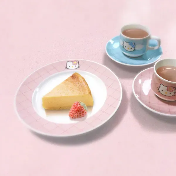 김정도기 산리오(SANRIO) “헬로 키티” 접시 플레이트 약 19 cm 50주년 퀼트 디자인 핑크 505132