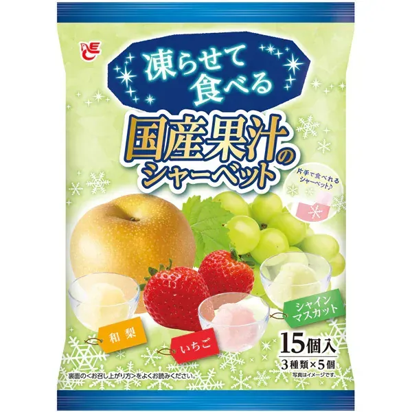 얼려 먹는 일본산과즙 샤베트 딸기 샤인머스캣 일본배 18g×15개